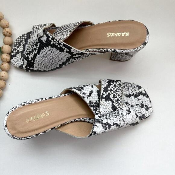 KAANAS Tallinn Snake Heel Sandals Bovine leather Mules - Picture 4 of 9